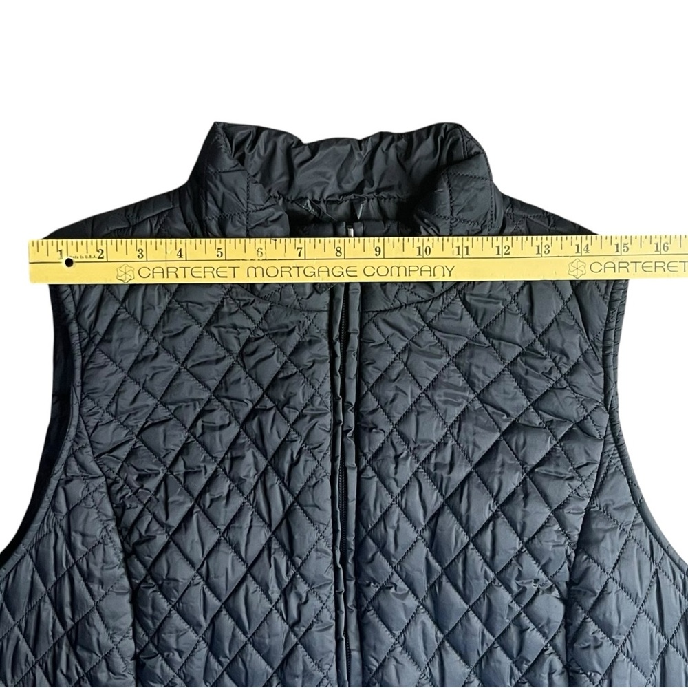 Talbots Long Puffer Vest Jacket 2XL Primaloft Black Pockets Lined Slimming - Picture 13 of 16